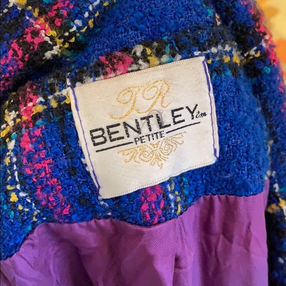 Vintage 90s Blue Purple Plaid Funky Blazer - Picture 7 of 8